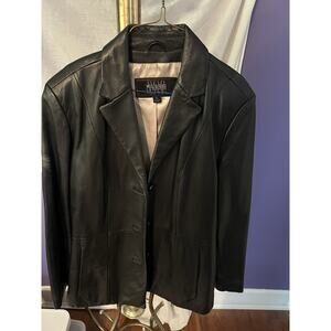 Wilsons Leather Pelle Studio Jacket Women’s Large Button Down Black